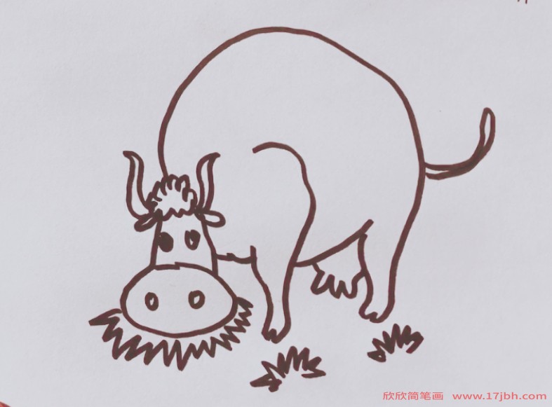 牛吃草的简笔画牛吃草怎么画