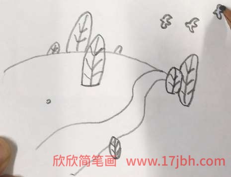 春天风景图简笔画