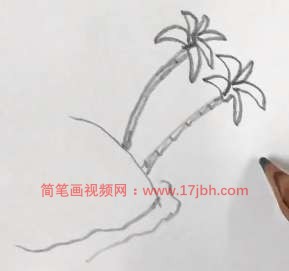 海滩椰子树图片简笔画