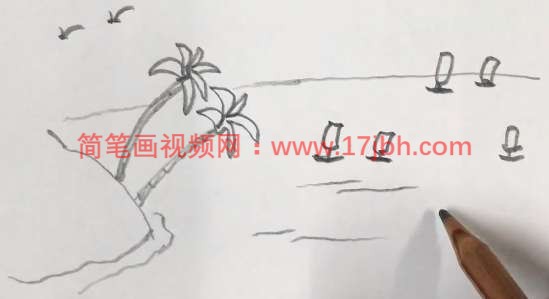 海滩椰子树图片简笔画