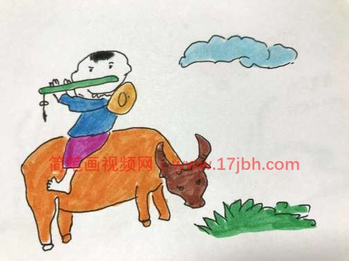 牧童骑牛图片简笔画