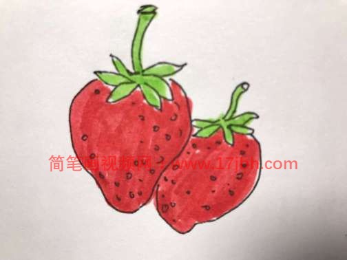 草莓简笔画图片带颜色