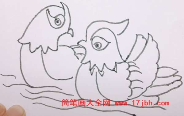 鸳鸯简笔画涂颜色