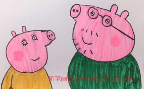 猪爸爸和猪妈妈的简笔画图片