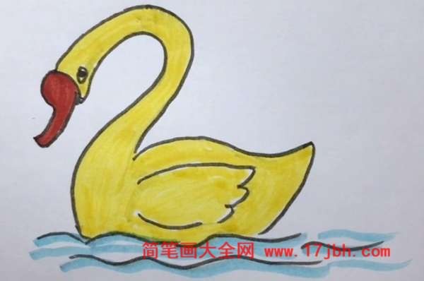 天鹅简笔画带颜色搭配