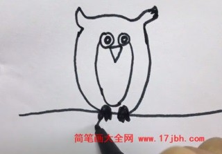 树上的猫头鹰简笔画