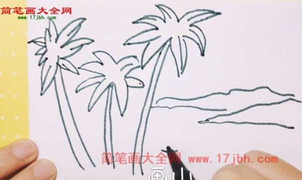 海边椰树简笔画