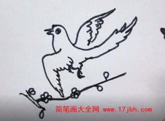 喜鹊和树简笔画