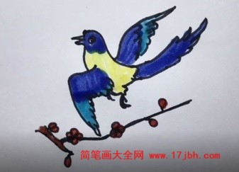 喜鹊和树简笔画