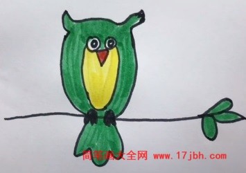 树上的猫头鹰简笔画