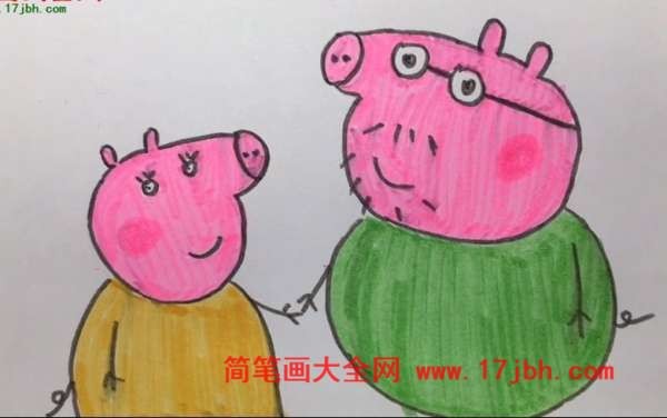 猪妈妈猪爸爸简笔画