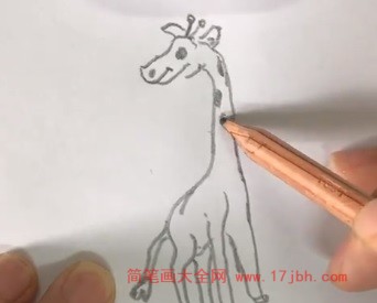 简笔画长颈鹿带颜色