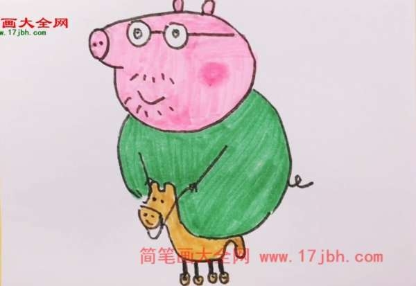 小猪佩奇爸爸简笔画