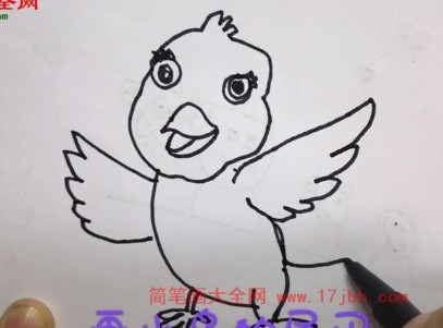 卡通小鸟简笔画彩色