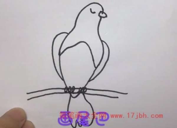 小鸟站在树枝上简笔画