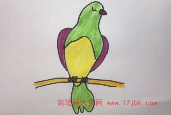 小鸟站在树枝上简笔画
