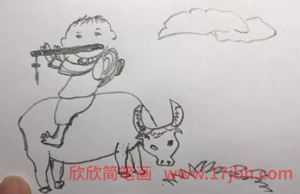 牧童骑牛图片简笔画
