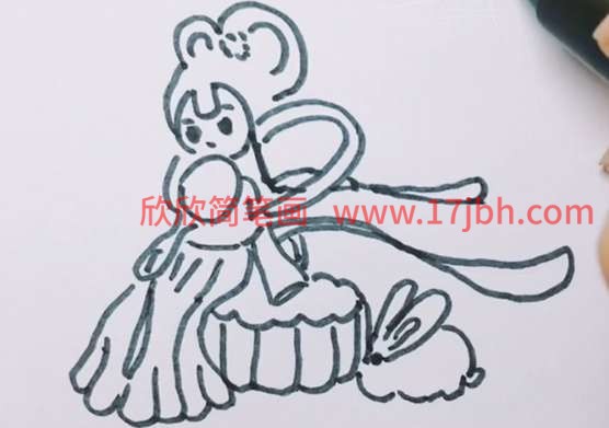 中秋嫦娥玉兔简笔画