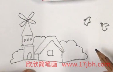 美丽的风景简笔画