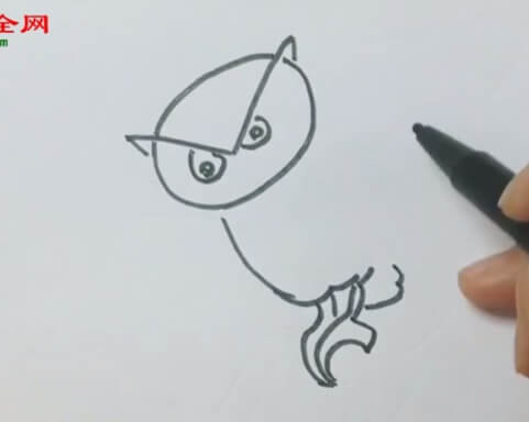 猫头鹰简笔画涂色