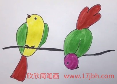 两只小鸟简笔画