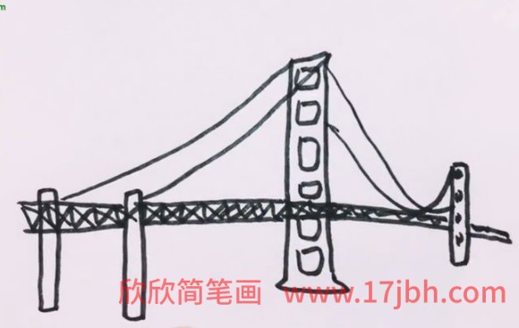 斜拉桥的简笔画