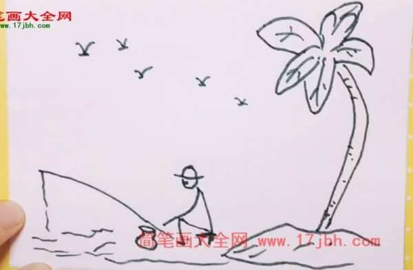 大海椰子树图片简笔画