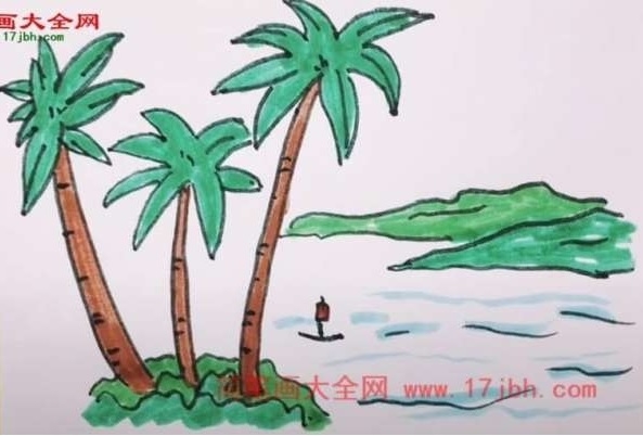 海边椰子树简笔画大全