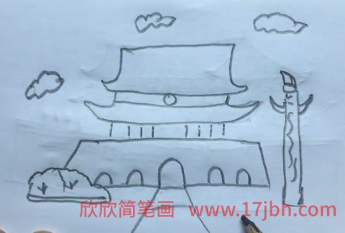 北京天安门的简笔画