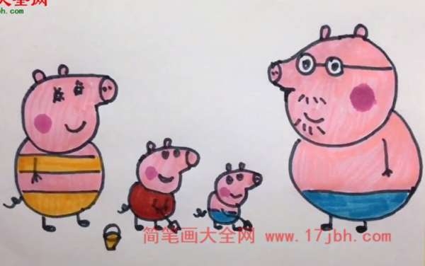 小猪佩奇一家的简笔画