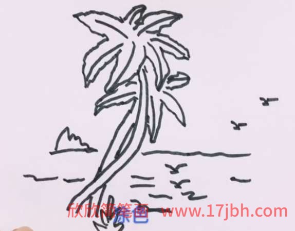 海边的椰子树简笔画