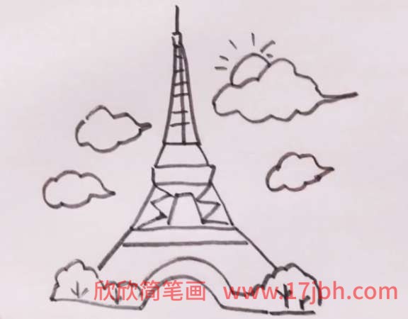 法国埃菲尔铁塔简笔画