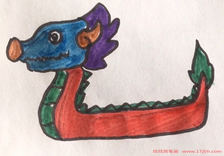 龙舟q版简笔画步骤图解