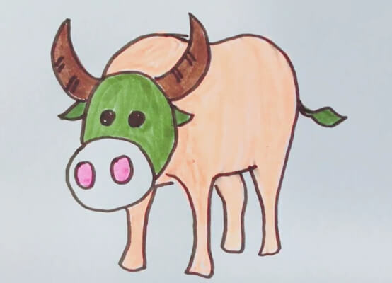 彩色简笔画牛的画法图片