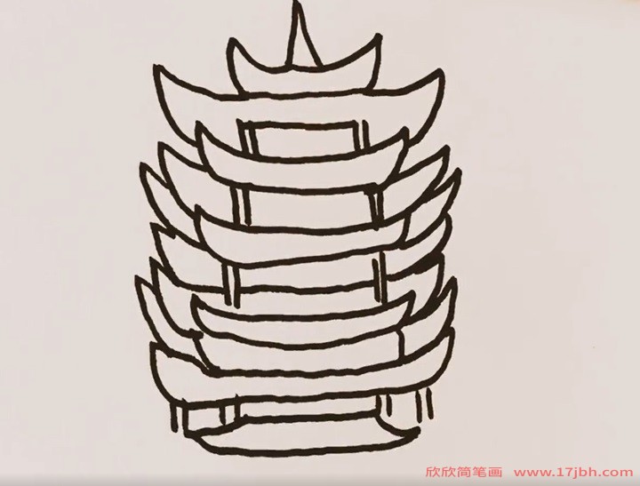 黄鹤楼简笔画带颜色