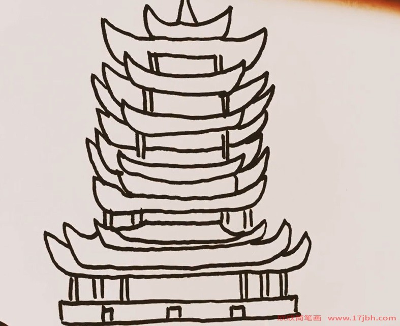 黄鹤楼简笔画带颜色