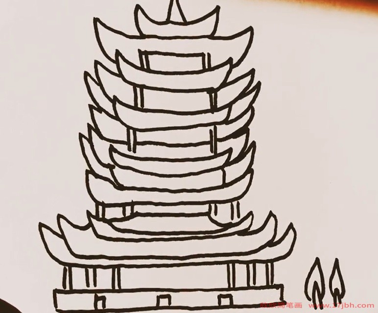黄鹤楼简笔画带颜色