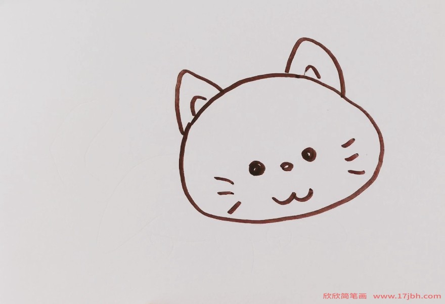 小猫简笔画彩色可爱