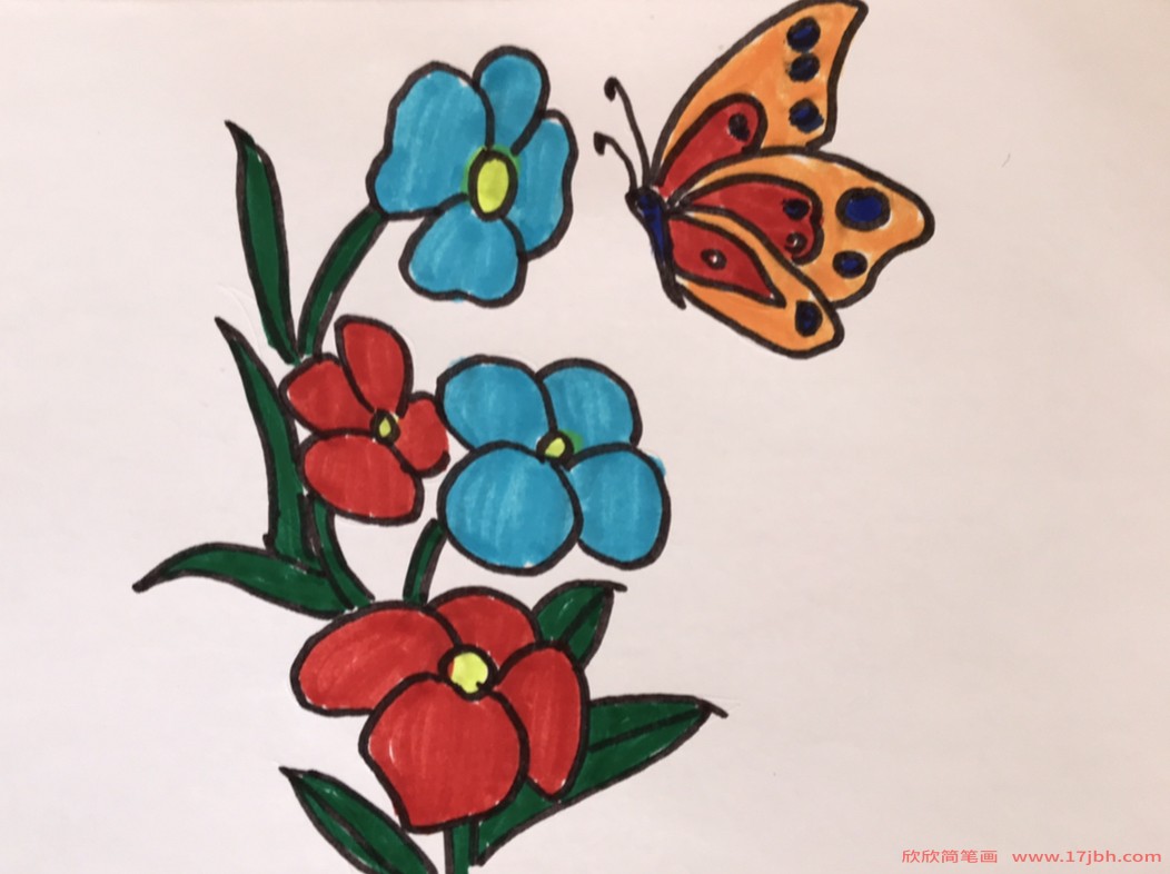 蝴蝶与花的简笔画
