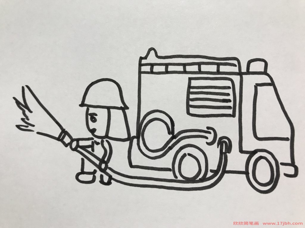 行驶的消防车简笔画画法图片步骤（零基础高二学画画来得及吗） - 有点网 - 好手艺