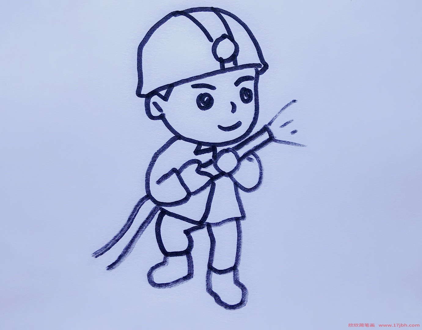 幼儿消防员简笔画