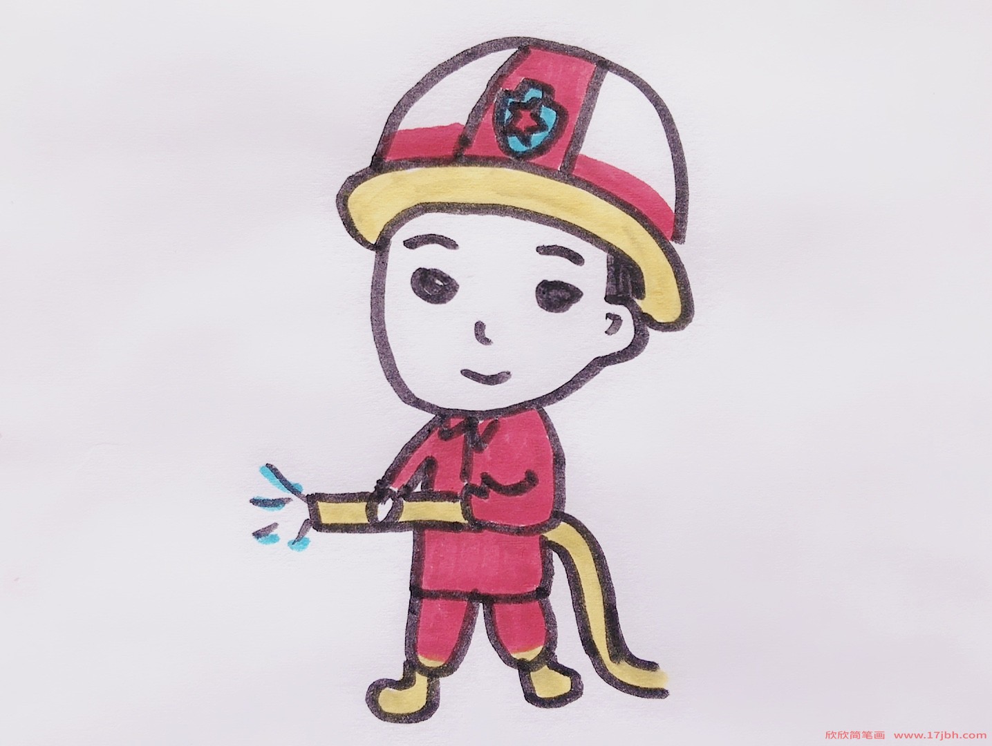 我是小小消防员简笔画