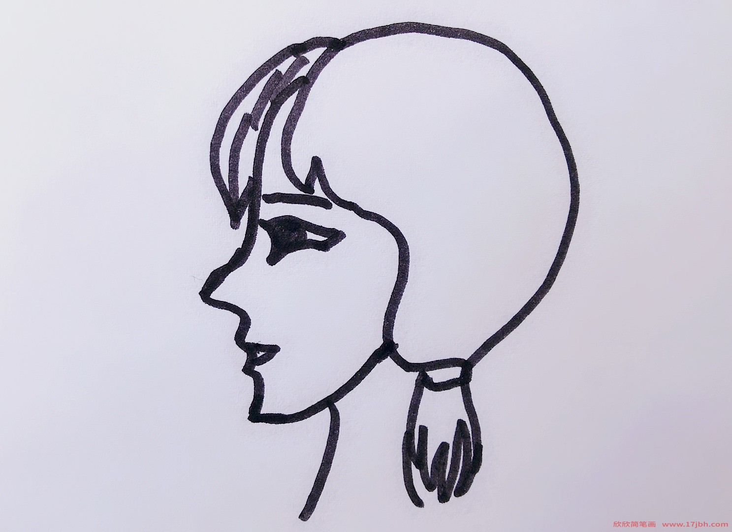 侧面女生头像简笔画 女生头像怎么画-人物简笔画-欣欣简笔画