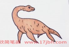 蛇颈龙的简笔画 蛇颈龙怎么画-欣欣简笔画