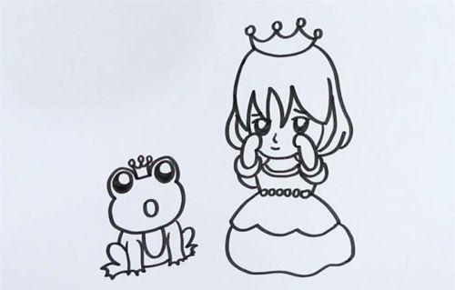 青蛙王子与公主的简笔画怎么画 公主与青蛙简笔画步骤教学