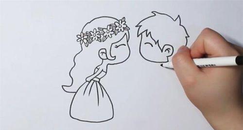 简单两人结婚简笔画步骤教学 卡通人物结婚简笔画怎么画