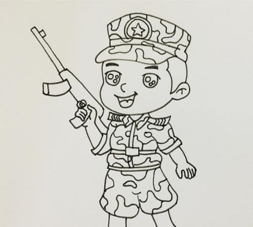 帅气特种兵简笔画怎么画 狙击手特种兵简笔画步骤