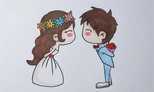 简单两人结婚简笔画步骤教学 卡通人物结婚简笔画怎么画