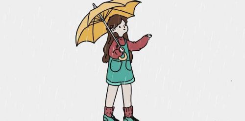 彩色简笔画教程：打伞小女孩的多种画法及图片示例-3