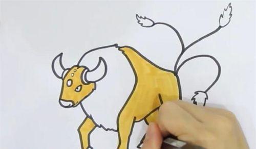 分步教程：如何绘制色彩鲜艳的卡通黄牛简笔画-3